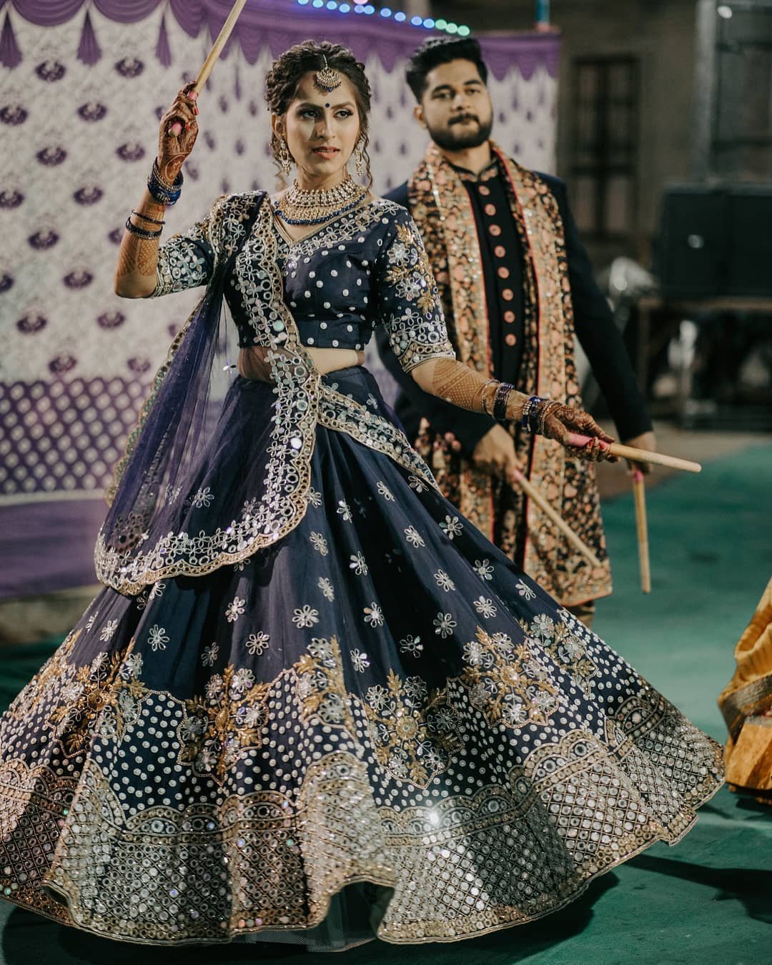 Buy Blue Heavy Embroidered Silk Wedding Lehenga Choli From Ethnic Plus
